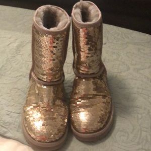 Silver sequined uggs